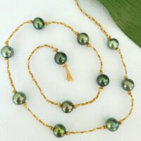 Multi Green Tahitian Pearl Necklace 20"